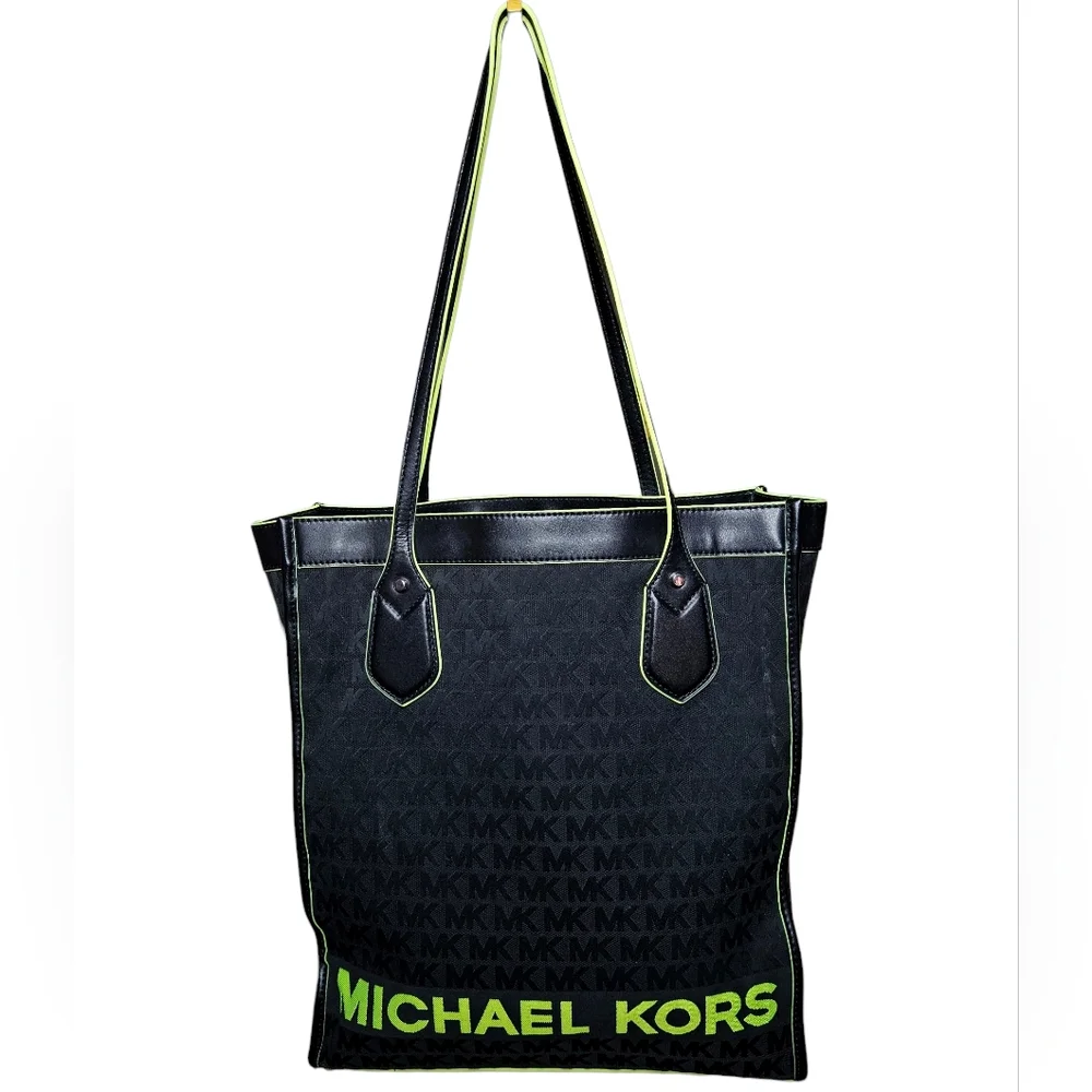 Michael Kors | Bay Large Woven Canvas Tote Bag | Shoulder Bag | Neon | Womens - Picture 1 of 12